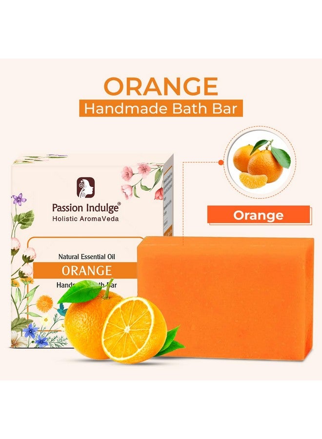 Passion Indulge Natural Handmade Bath Bar Soap - Orange (Pack of 3) - Image 2