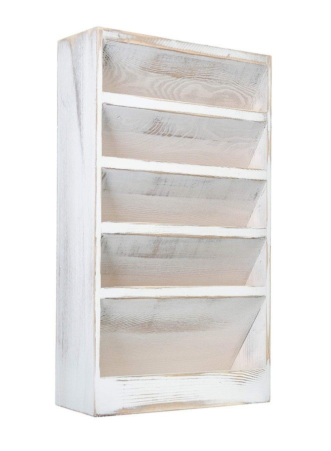 VERGOODR Vintage Rustic Wooden 5 Slot Office Desk or Distressed Torched Wood Wall Mounted Hanging Document Filing Organizer，Magazine Rack，Mail Holder Organizer display stand - Image 3