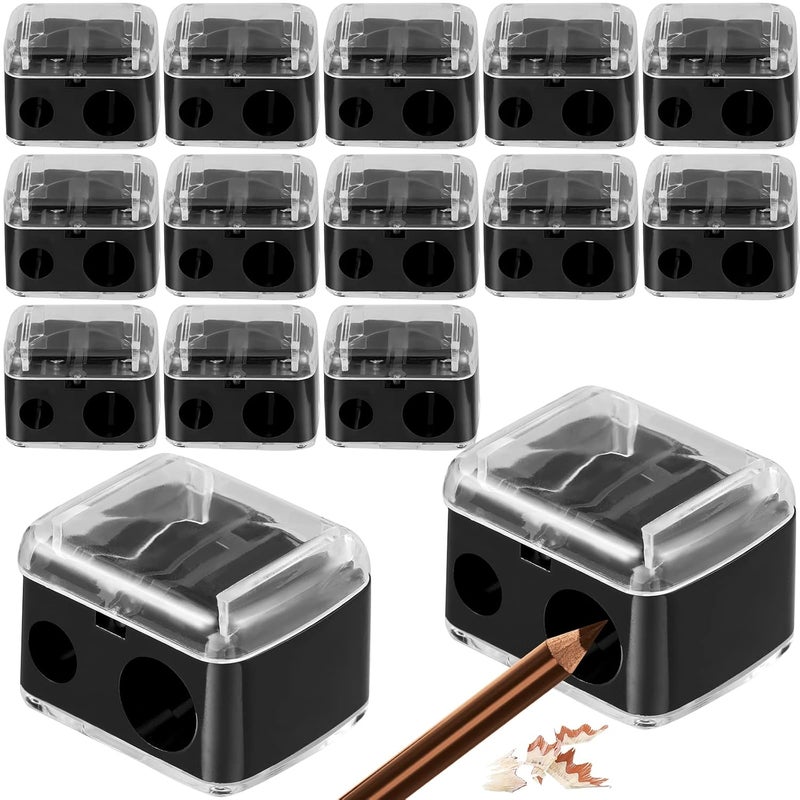 TaoBary 15 Pcs Eyeliner Sharpener Dual Makeup Sharpeners Cosmetic Tools Compact Makeup Sharpening Device for Eyeliner Lip Liner Pencils, Black