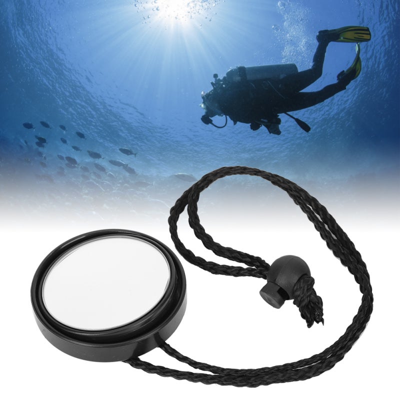 Scuba Diving Rearview Mirror: Black, Small Lightweight, High Quality Sturdy Material - Adjustable Angle With Lanyard, Side Hanging Safety Gear Accessory for Cave Diving, Narrow Space Water Sports - Image 1