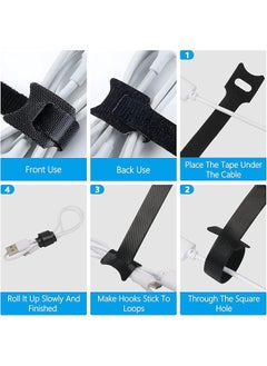erorex Reusable Cable Ties 100 Pcs 12X150Mm Fastening Cable Straps With Hook Loop Durable Cable Management Wire Ties Adjustable Cord Organizer Ties Electrical Cable Ties For Home Office White  - Image 5
