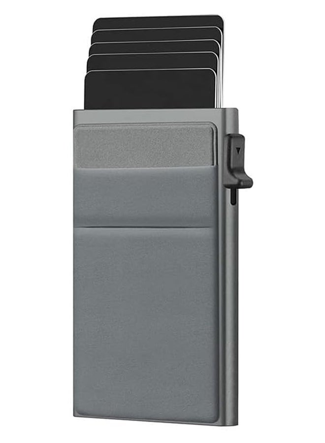 HY Card Holder Wallet Pop Up Credit Card Wallet RFID Blocking Credit Card Holder Aluminum Credit Card Wallet for Man Minimalist Card Wallet Auto Pop Up Card Holder Small Wallet for Men (Gray) - Image 1