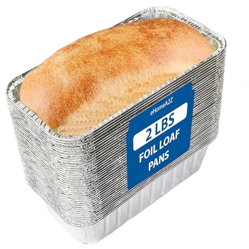 EHOMEA2Z Disposable Aluminum Loaf Pans 2lb for Baking Serving and Storing Heat Resistant Disposable Bread Loaf Pan Ideal for HotCold Foods Freezer Oven Safe 50 Pack - Image 1