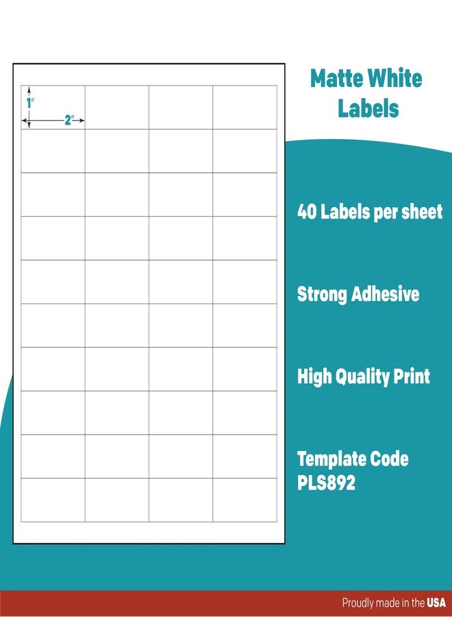 Premium Label Supply White Sticker Barcode Labels - 2" x 1" - Laser/Inkjet Compatible - (40 per Sheet), 25 Sheets - 1000 Total Adhesive Labels - Image 4