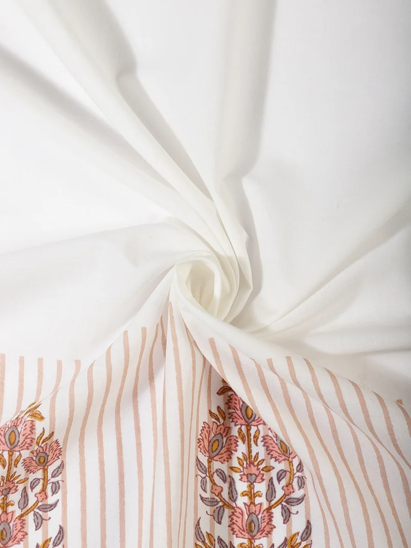 أيه كيه إس Multi-Layered Floral Border Cotton Fabric