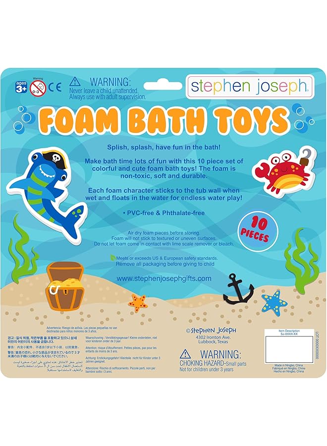 Stephen Joseph Floating Foam Bath Character 10 Piece Toy Set Shark - Image 2