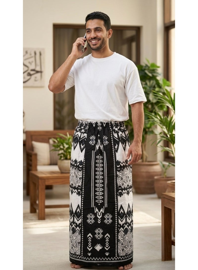 Elastic waist wrap with side pocket for men, men's towel wrap, very comfortable and cool summer men's sarong, suitable for home, sleep, athletes, and prayer times. - Image 2