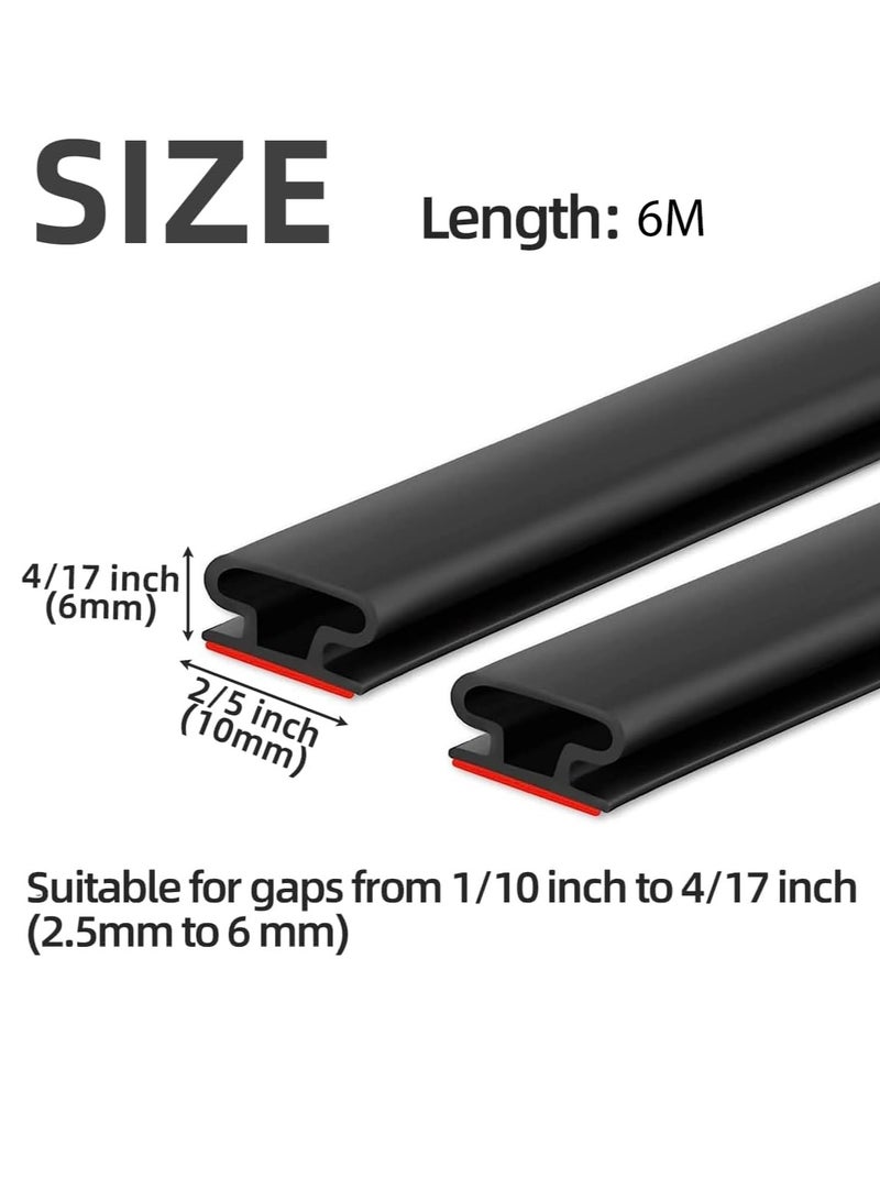 MJZ 6 meter Door Weather Stripping Door Seal Strip,Self-Adhesive Rubber Door Insulation Weather Strip for Window and Door, Soundproofing D Shape Weatherstripping for Door Frame Gap Blocker(Black) - Image 2