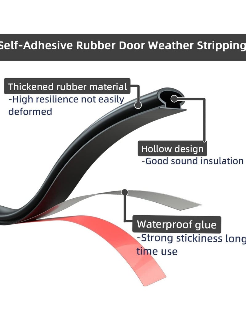 MJZ 6 meter Door Weather Stripping Door Seal Strip,Self-Adhesive Rubber Door Insulation Weather Strip for Window and Door, Soundproofing D Shape Weatherstripping for Door Frame Gap Blocker(Black) - Image 3