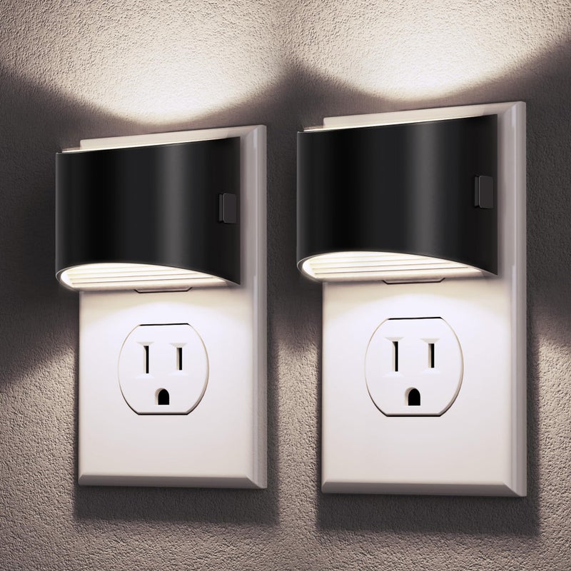DORESshop LED Night Light[2 Pack], Night Lights Plug into Wall, 3 Level Brightness Adjustable Plug in Night Light, Dusk to Dawn Sensor, Nightlights for Adults, Bedroom, Bathroom, Hallway, 5000K - Image 1