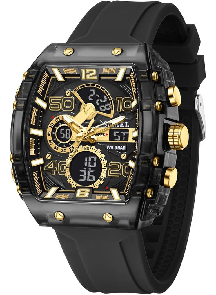 SMAEL Men's Display Watches Sports Outdoor Waterproof Luminous Multi Function Watch Date Face Alarm Stopwatch for Men - Image 1