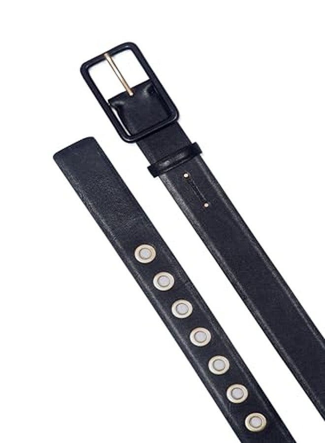 AllSaints Women's 1.5 Inch Leather Belt, Adjustable with A Wrapped Buckle, Black, M - Image 3