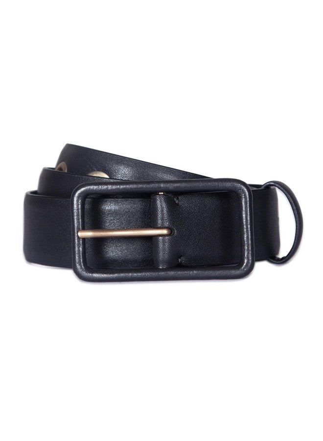 AllSaints Women's 1.5 Inch Leather Belt, Adjustable with A Wrapped Buckle, Black, M - Image 1