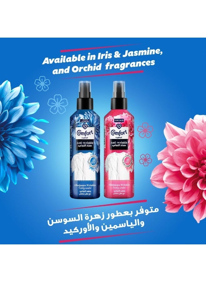 كمفورت مجموعة "كومفورت" (Comfort) المزدوجة من بخاخ الأقمشة المانع للتجاعيد - روائح السوسن والياسمين + الأوركيد، عبوة سعة 200 مل لكل منهما (عبوتان)؛ مزيل لتجاعيد الملابس ومنعش للأقمشة، لا يحتاج إلى مكواة أو جهاز بخار، بخاخ للملابس برائحة منعشة. - Image 5