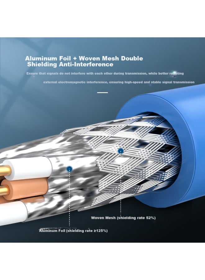 Choseal Cat8 Ethernet Cable Double Shielded 0.64mm For Gaming, Pure Copper 25m Blue Qs2680bt25 - Image 2