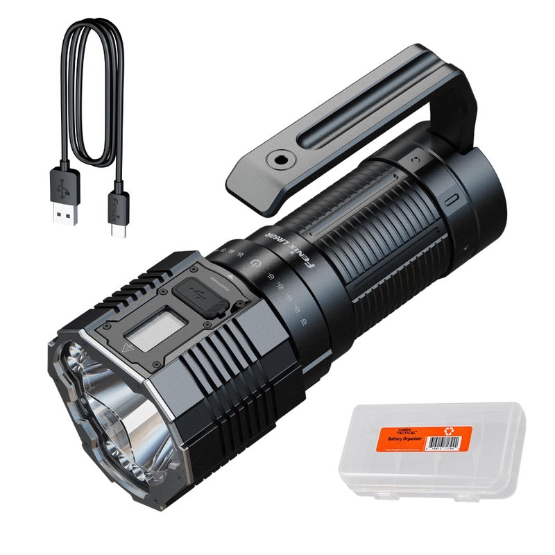 Fenix LR60R 21000 Lumen Super Bright Flashlight USBC Fast Charging Rechargeable Long Throw High Lumen with Spotlight and Floodlight and Organizer