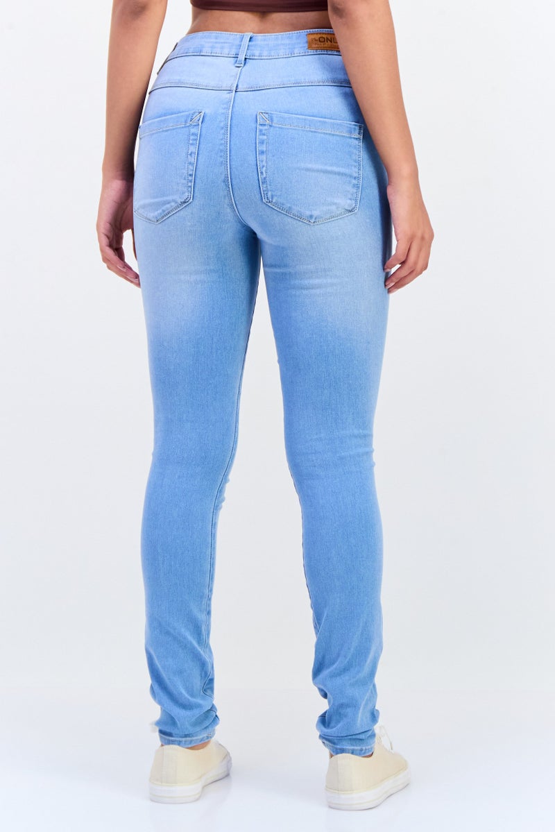 ONLY Women Skinny Fit Washed High Waist Stretchable Denim, Light Blue - Image 3