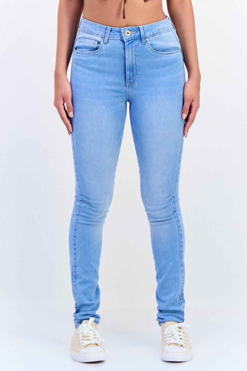 ONLY Women Skinny Fit Washed High Waist Stretchable Denim, Light Blue - Image 1
