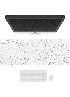 Generic Large Gaming Mouse Pad with Stitched Edges, Minimalist Topographic Map Desk Mat, Extended XL Mousepad with Anti-Slip Base, Cool Desk Pad for Keyboard and Mouse, 31.5 x 11.8 in, White  - Image 2