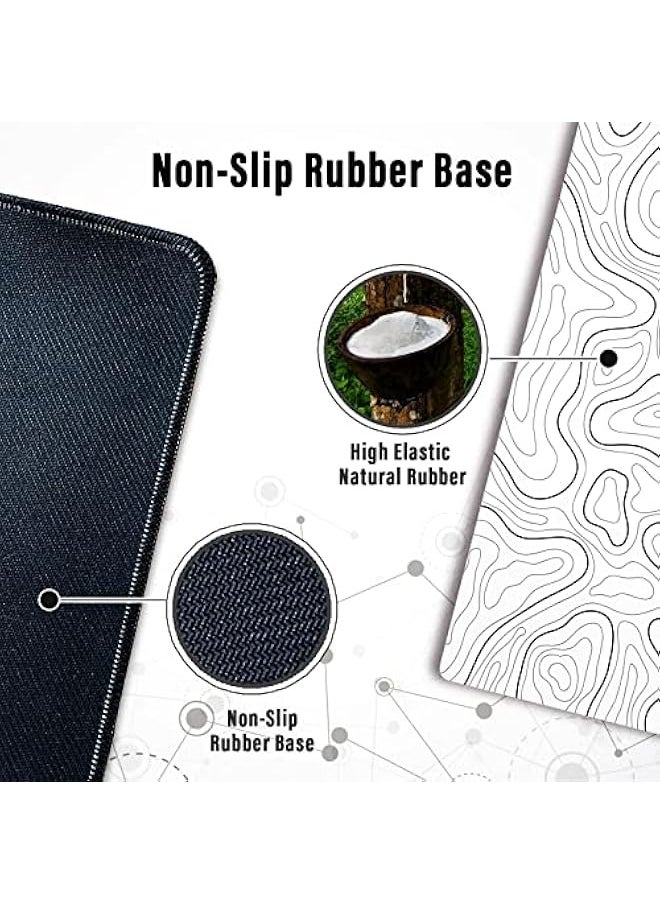 Generic Large Gaming Mouse Pad with Stitched Edges, Minimalist Topographic Map Desk Mat, Extended XL Mousepad with Anti-Slip Base, Cool Desk Pad for Keyboard and Mouse, 31.5 x 11.8 in, White  - Image 5