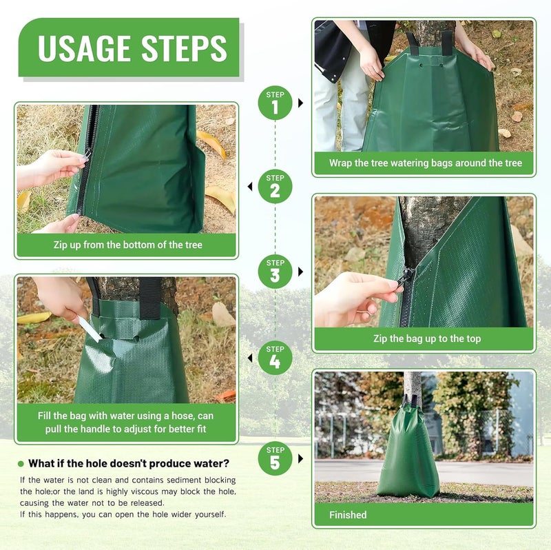 Valibe Tree Watering Bag Slow Release, 20 Gallon 4 Pack Tree Bags for Watering 5~8 Hours Drip Irrigation Watering Bag Made of PVC for New Tree Fruit Established Tree - Image 5