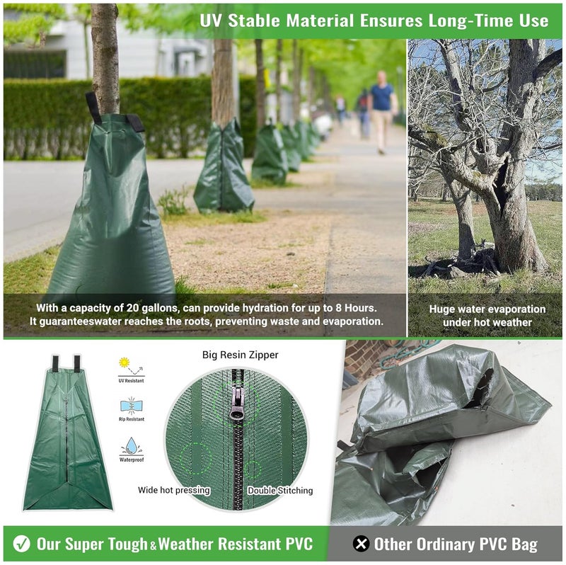 Valibe Tree Watering Bag Slow Release, 20 Gallon 4 Pack Tree Bags for Watering 5~8 Hours Drip Irrigation Watering Bag Made of PVC for New Tree Fruit Established Tree - Image 4