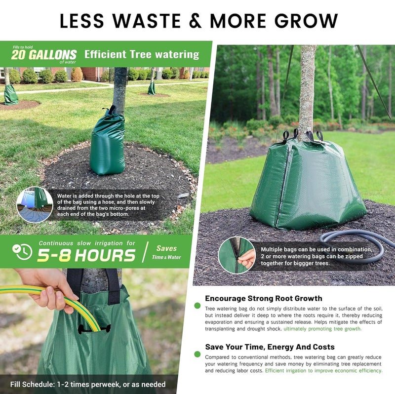 Valibe Tree Watering Bag Slow Release, 20 Gallon 4 Pack Tree Bags for Watering 5~8 Hours Drip Irrigation Watering Bag Made of PVC for New Tree Fruit Established Tree - Image 3