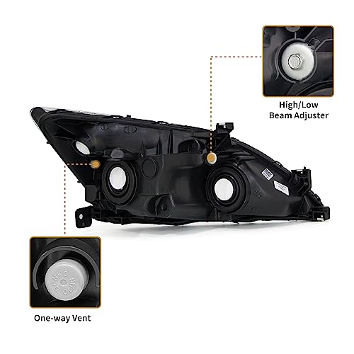 AS Headlight Assembly for 2003 2004 2005 2006 2007 Honda Accord Headlamp OE Replacement Chrome Housing Amber Reflector Pair - Image 4