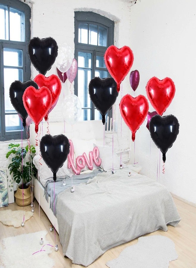 TONIFUL 30Pcs 18 Inch Red Black Heart Balloons Valentine’s Day Heart Shape Foil Mylar Balloons Decoration for Romantic Valentine's Day Wedding Bridal Shower Anniversary Engagement Party Supplies - Image 5