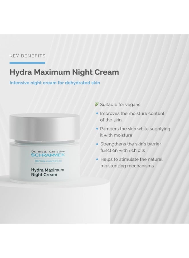Schrammek Hydra Maximum Night Cream (1.7 Fl Oz) Intensive Night Cream For Dehydrated Skin Provides Moisture Overnight Hyaluronic Acid Vitamin E Face Moisturizer Face Cream Skin Care Dr. Schrammek - Image 3
