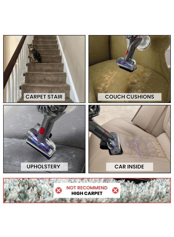 اكسيسن ترقية رأس فرشاة أداة صغيرة بديلة لمكانس كهربائية لاسلكية V7 و V8 و Cyclone V10 و V11 و V15 ، مناسبة لوسائد الأريكة والسرير والسجاد والشعر الطويل وشعر الحيوانات الأليفة - Image 4