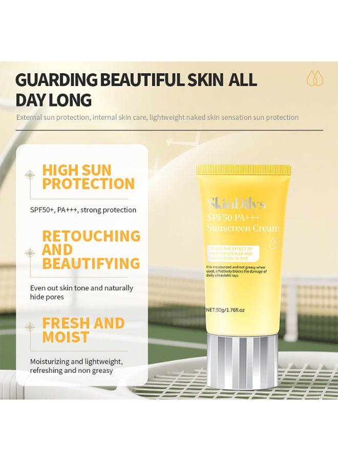 سكين ديليز SkinDilys كريم واقي من الشمس SPF50 PA+++ من العلامة التجارية الأسترالية 50 جم / مع ثاني أكسيد التيتانيوم وفيتامين E للحماية من أشعة UVA/UVB، مضاد للتجاعيد، غير دهني، مرطب، مهدئ للبشرة للاستخدام اليومي الآمن من الشمس - Image 3