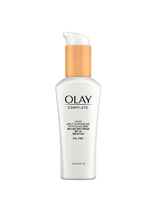 Olay مرطب من أولاي الدفاع اليومي الكامل مرطب طوال اليوم مع واقي شمس SPF30 للبشرة الحساسة 2.5 أونصة سائلة (عبوة من 2) - Image 1