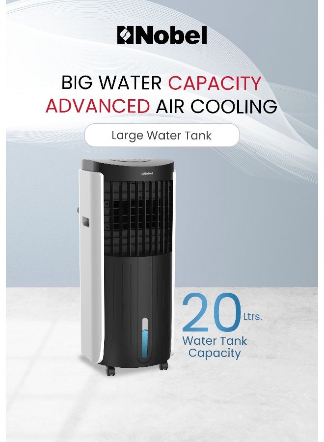 Nobel 20L Air Cooler with Humidifier, 3-Speed Fan, Ionizer & Touch Control, Portable Cooling with 24H Timer, Nature/Sleep Modes, Water Protection - (1 Year Warranty) 20 L 145 W NAC400R white - Image 3