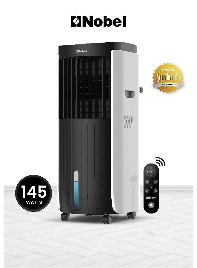 Nobel 20L Air Cooler with Humidifier, 3-Speed Fan, Ionizer & Touch Control, Portable Cooling with 24H Timer, Nature/Sleep Modes, Water Protection - (1 Year Warranty) 20 L 145 W NAC400R white - Image 1