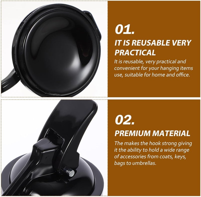 BESTonZON Reusable Vacuum Suction Cup Wall Hook Heavy Duty Plastic Suction Cup Hook for Bathroom Kitchen Glass Surface Storage Organizer - Image 3