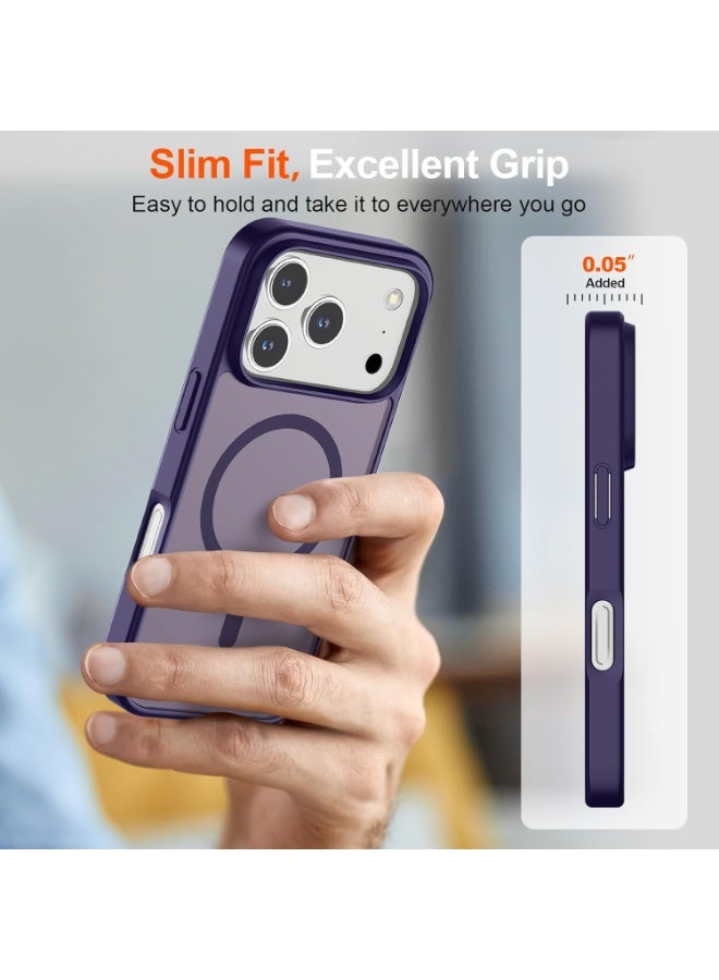 أكاليكس جراب مغناطيسي غير لامع لهاتف آيفون 17 برو ماكس، متوافق مع ماج سيف، غطاء فاخر مطلي، جراب حماية للهاتف مقاوم للصدمات مصنوع من مادة TPU الناعمة غير اللامعة | بنفسجي داكن - Image 5