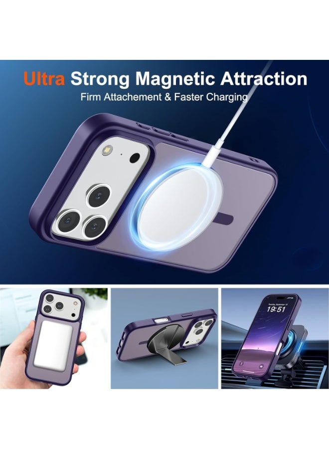 أكاليكس جراب مغناطيسي غير لامع لهاتف آيفون 17 برو ماكس، متوافق مع ماج سيف، غطاء فاخر مطلي، جراب حماية للهاتف مقاوم للصدمات مصنوع من مادة TPU الناعمة غير اللامعة | بنفسجي داكن - Image 3