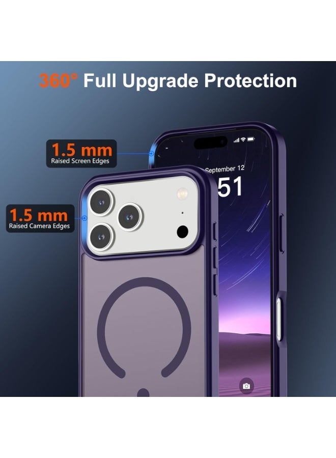 أكاليكس جراب مغناطيسي غير لامع لهاتف آيفون 17 برو ماكس، متوافق مع ماج سيف، غطاء فاخر مطلي، جراب حماية للهاتف مقاوم للصدمات مصنوع من مادة TPU الناعمة غير اللامعة | بنفسجي داكن - Image 2