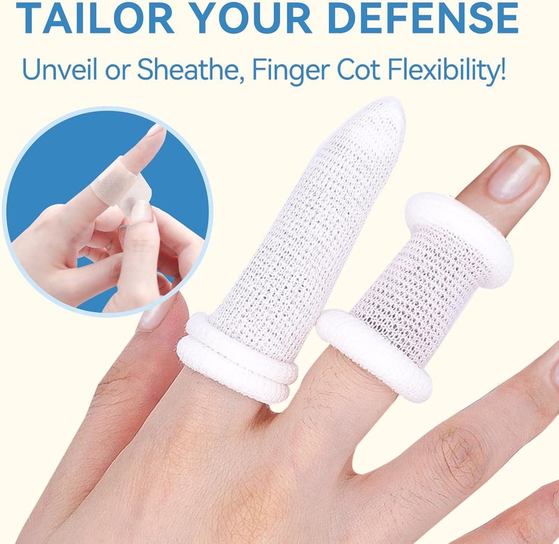 Dimora Finger Cots Pack of 60 Large Size Finger Protectors Breathable Bandages for Wound Care Stretchy Sleeves for Gardening Fitness and Cargo Handling White - Image 3