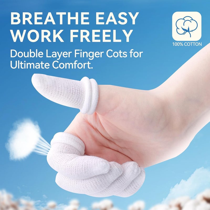 Dimora Finger Cots Pack of 60 Large Size Finger Protectors Breathable Bandages for Wound Care Stretchy Sleeves for Gardening Fitness and Cargo Handling White - Image 2