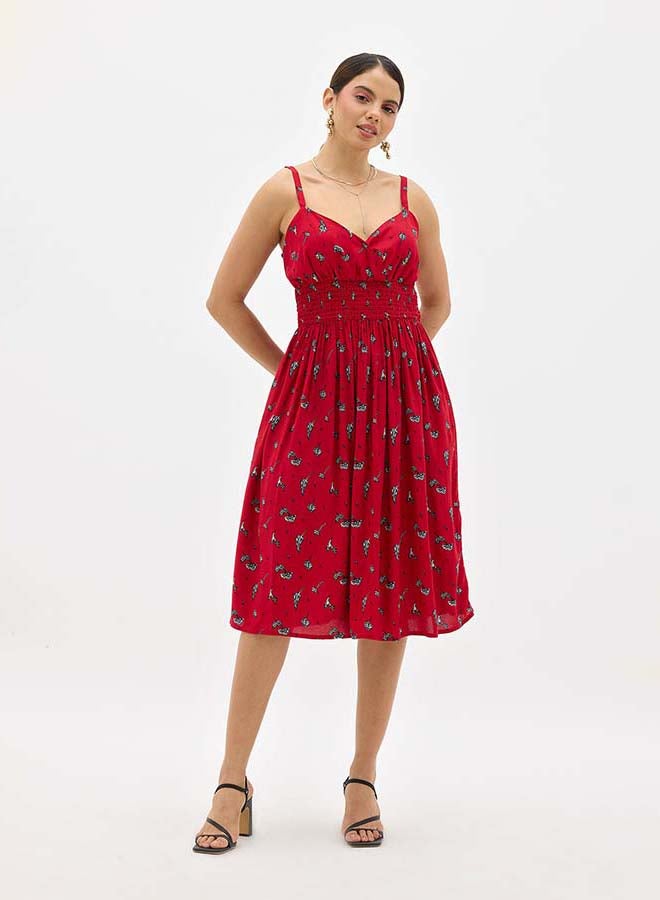 Virgio VIRGIO 100% Viscose Floral Print Smocked Midi Dress - Image 2