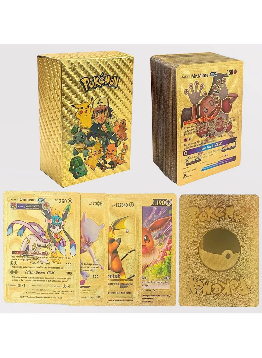 thumbnail image 2 of 55 Or 110-Pack Pokemon Foil Gold Cards – Charizard VMAX, V Rare, Full Art, English/German 2 of 4