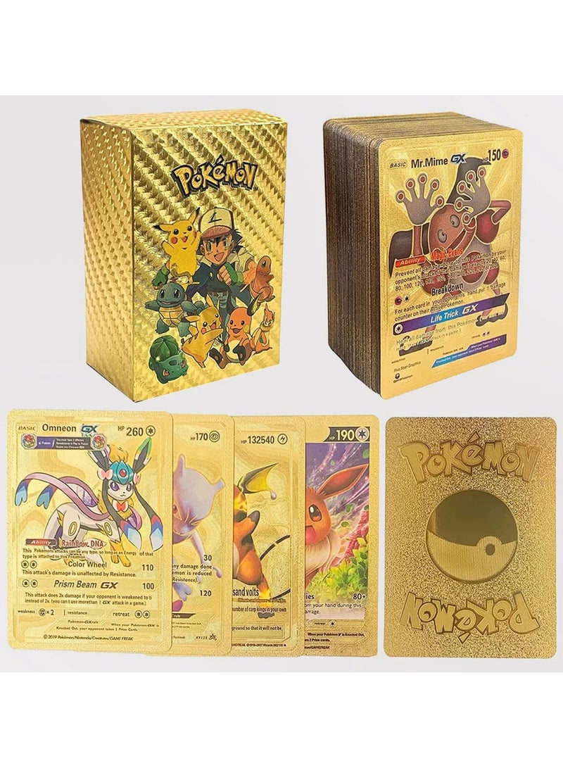 110Pcs Pokemon Card Foil Gold Pack Including Tcg Gx, Vmax Gx, Charizard Rare Board Game Cards - Image 1