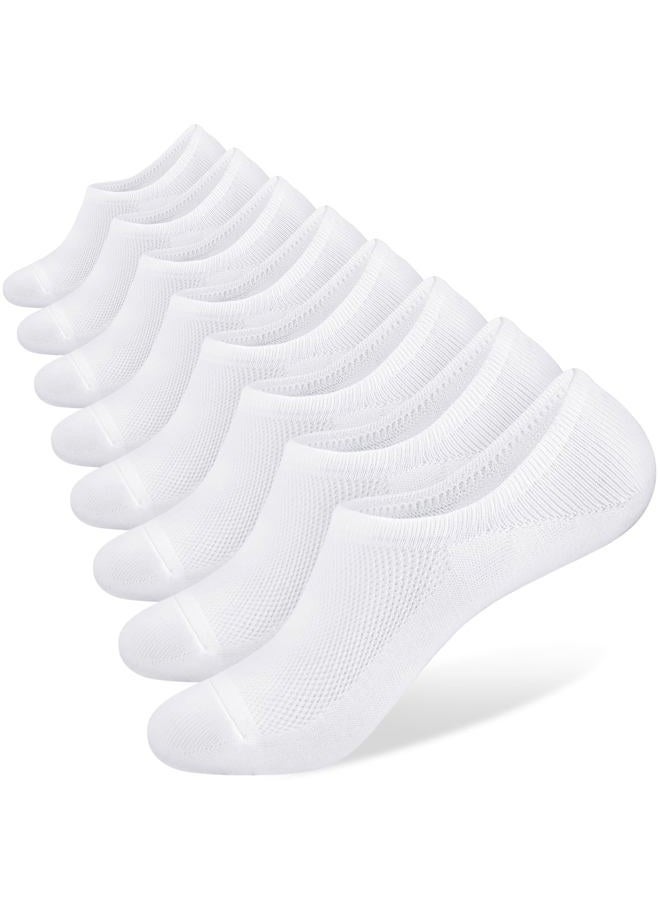 SIXDAYSOX No Show Socks for Men 8 pack Cotton Thin Low Cut Non Slip for Loafer Flats Sneakers 6-11/12-15, Anti Odor - Pure White, Shoe Size: 12-15 - Image 1