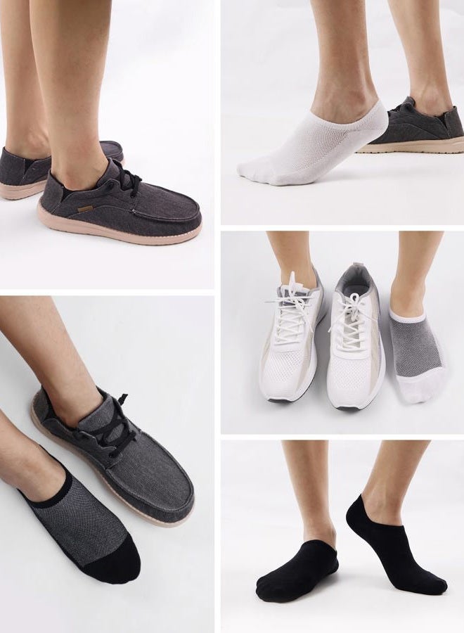 SIXDAYSOX No Show Socks for Men 8 pack Cotton Thin Low Cut Non Slip for Loafer Flats Sneakers 6-11/12-15, Anti Odor - Pure White, Shoe Size: 12-15 - Image 5