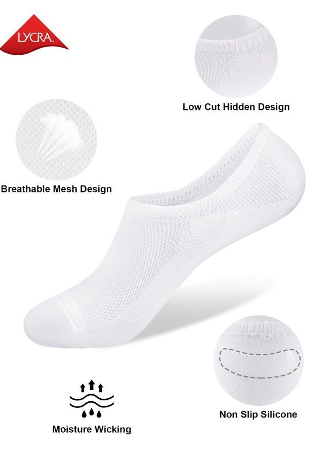 SIXDAYSOX No Show Socks for Men 8 pack Cotton Thin Low Cut Non Slip for Loafer Flats Sneakers 6-11/12-15, Anti Odor - Pure White, Shoe Size: 12-15 - Image 3