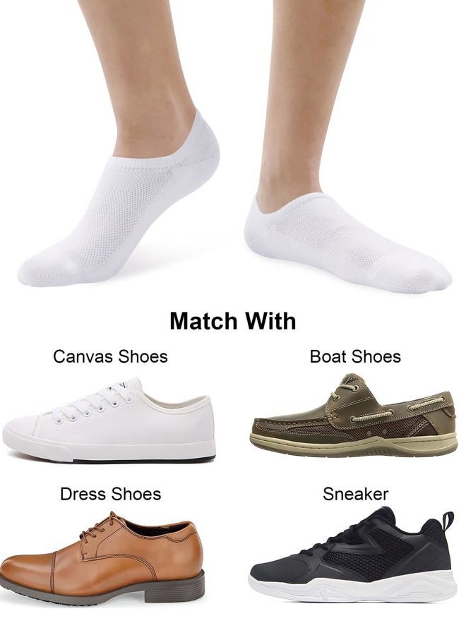 SIXDAYSOX No Show Socks for Men 8 pack Cotton Thin Low Cut Non Slip for Loafer Flats Sneakers 6-11/12-15, Anti Odor - Pure White, Shoe Size: 12-15 - Image 2