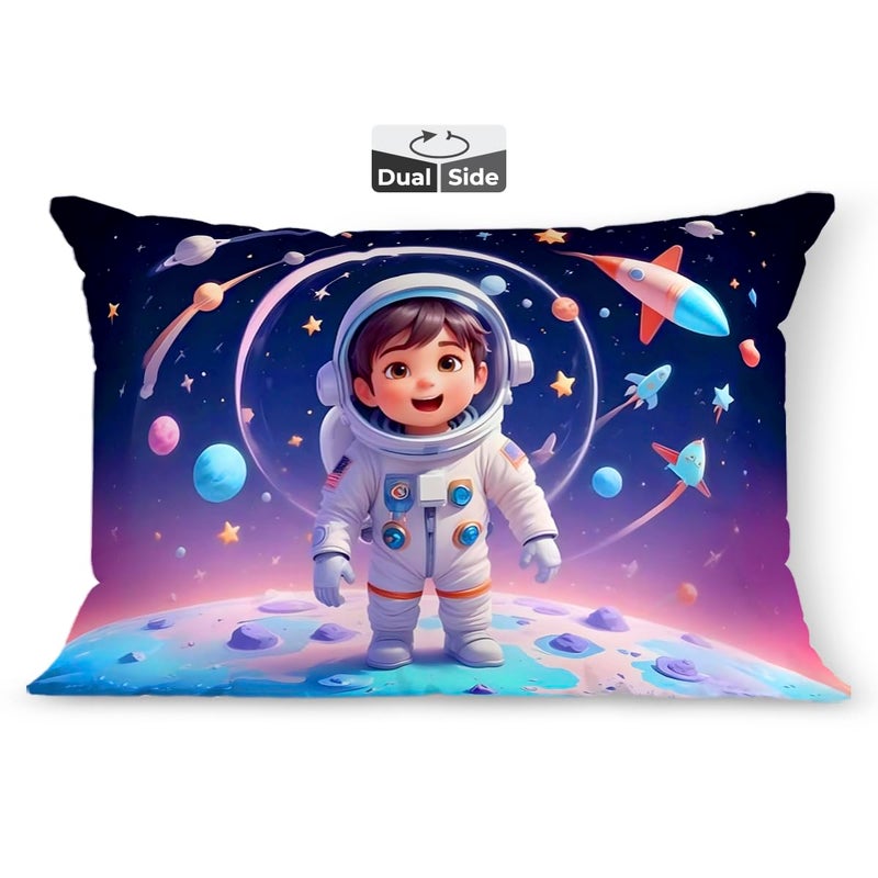 Brizberry Baby Kids Pillow Cushion for 3 Years to 8 Years Super Soft Fabric Astronaut Animal Cartoon Prints 12x18 inches Design 7