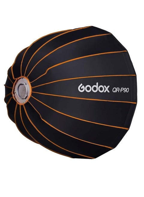 GODOX QR-P90 35.5"/90cm Quick Release Portable Deep Parabolic Softbox for Camera Photography Studio Flash fit Bowens Mount,Studio Flash Umbrella Diffuser with Grid